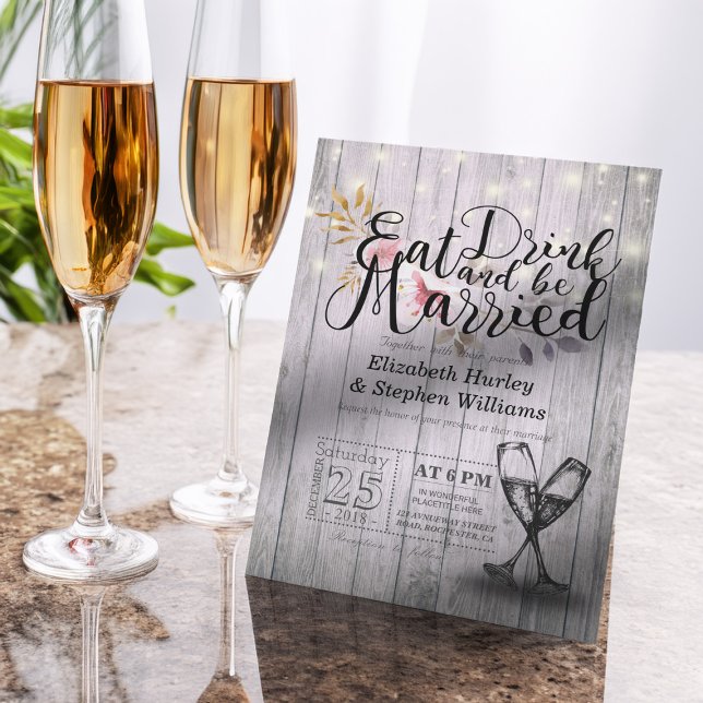 Elegante Comer Bebida y Casarse Invitaciones a la  (Subido por el creador)