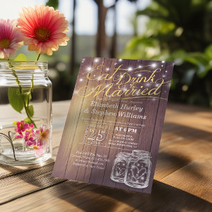 Elegante Comer Bebida y Casarse Invitaciones a la 