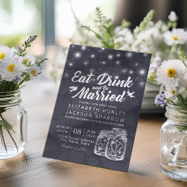 Elegante Comer Bebida y Casarse Invitaciones a la 