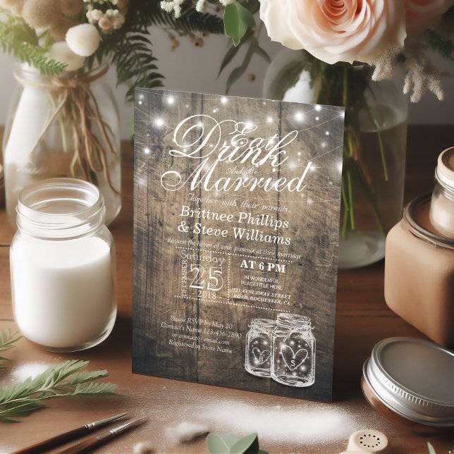 Elegante Comer Bebida y Casarse Invitaciones a la  (Subido por el creador)