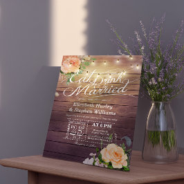 Elegante Comer Bebida y Casarse Invitaciones a la