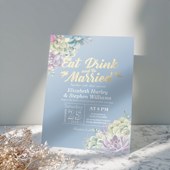 Elegante Comer Bebida y Casarse Invitaciones a la  (Subido por el creador)