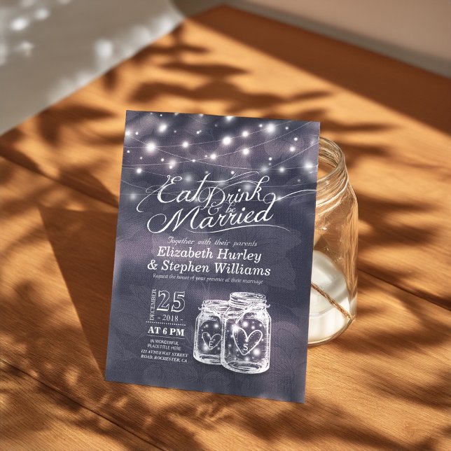 Elegante Comer Bebida y Casarse Invitaciones a la  (Subido por el creador)