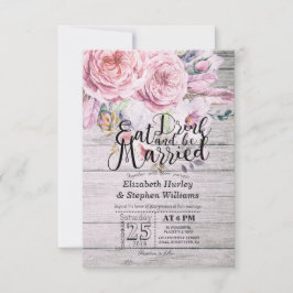 Elegante Comer Bebida y Casarse Invitaciones a la 