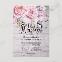 Elegante Comer Bebida y Casarse Invitaciones a la
