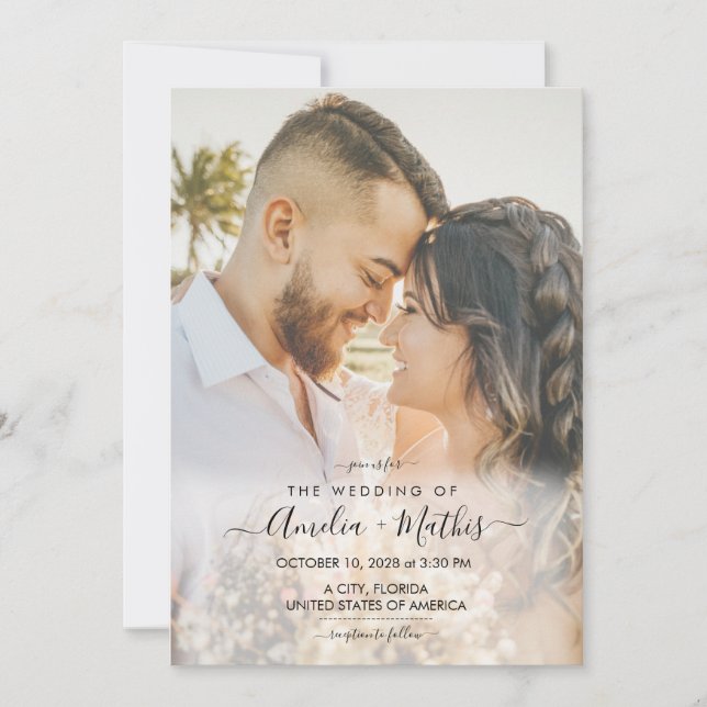Elegante con invitación a la boda fotográfica (Anverso)