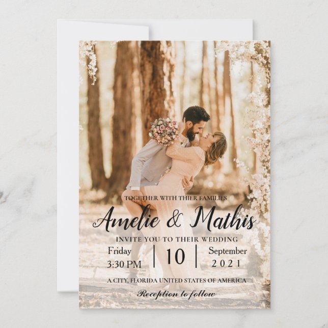 Elegante con invitaciones a la boda fotográfica (Anverso)