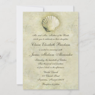 Elegante concha de playa 5x7 Invitación de boda