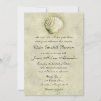 Elegante concha de playa 5x7 Invitación de boda