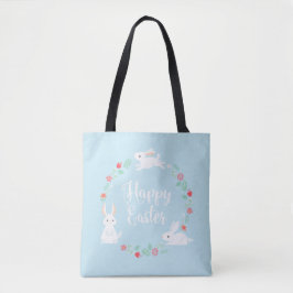 Elegante conejito floral de Pascua| Bolsa Tote