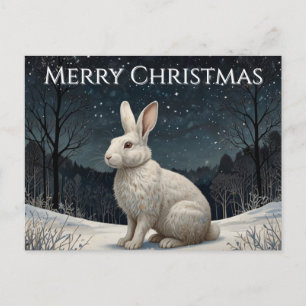 Elegante conejo blanco Navidad nevado bosque 