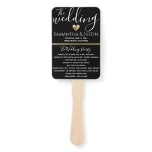 Elegante conjunto de abanicos de boda dorados y ne