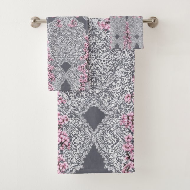 Elegante conjunto de toallas de encaje vintage con (In situ)