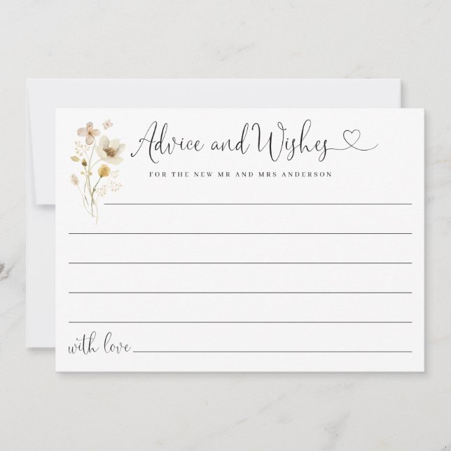 Elegante consejo personalizado y deseos floral de  (Anverso)