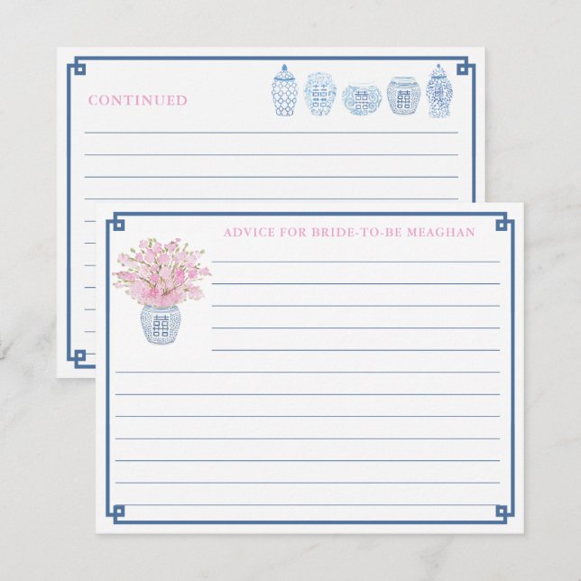Elegante Consejo Rosa Y Azul Naval Para Tarjeta De (Anverso / Reverso)