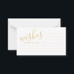 Elegante consejo y Bodas dorados y blancos<br><div class="desc">Elegantes tarjetas de consejos y deseos para Bodas blancos y dorados con título en estilo de letra de escritura moderna de oro. Nota: Los detalles del Relieve metalizado se simulan en la obra de arte. Este producto no contará con ningún relieve ni capa que creen un efecto metalizado.</div>