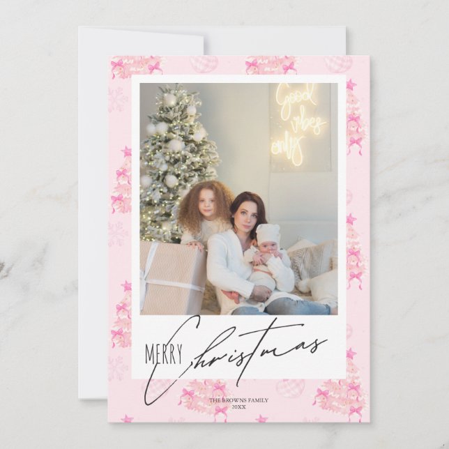 Elegante Coquette árbol de Navidad arco rosa 1 fot (Anverso)