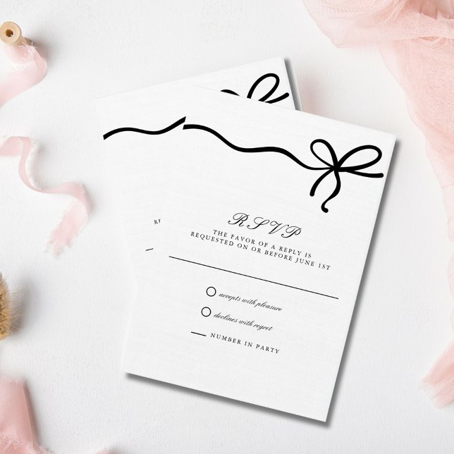Elegante Coquette Bow Boda formal RSVP (Elegant Coquette Bow Formal Wedding RSVP Card)