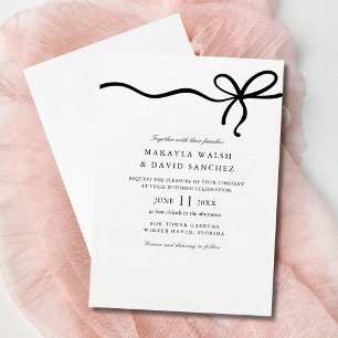 Elegante Coquette Bow Wedding Invitación