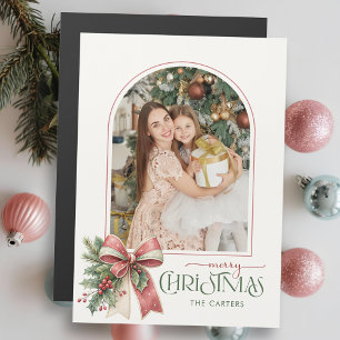 Elegante Coquette Lazo Feliz Navidad Arco Foto