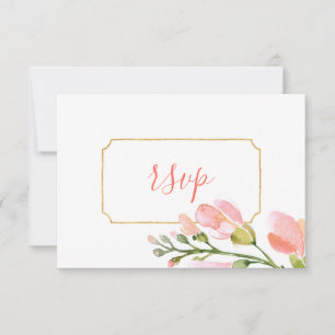 Elegante Coral Floral Gold Geométrico RSVP