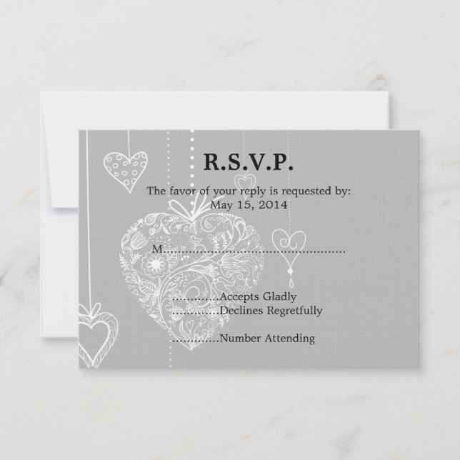 Elegante corazón Boda RSVP (Anverso)