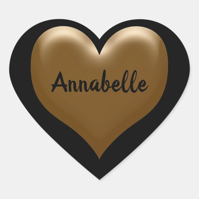 Elegante Corazón de Oro Pegatina (Anverso)