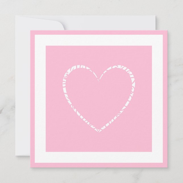 Elegante corazón rosa, tarjeta plana de San Valent (Anverso)