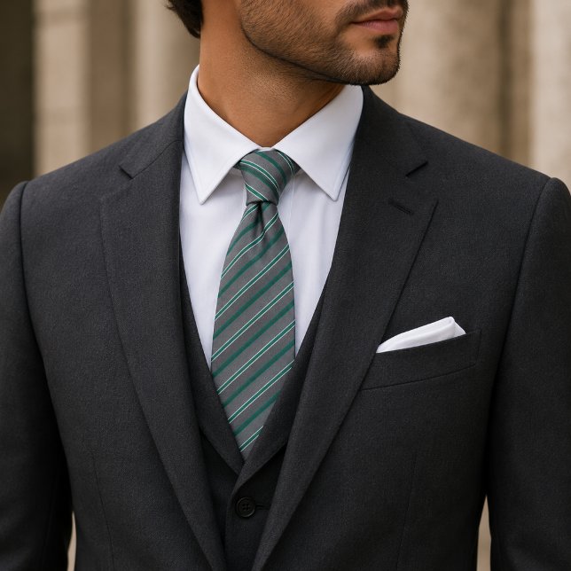 Elegante corbata a rayas diagonales verde turquesa (Subido por el creador)