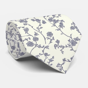 Elegante corbata de cuello blanco floral