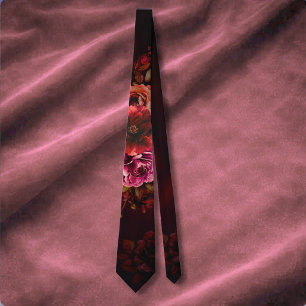 Elegante corbata de flores nupciales rojas y negra