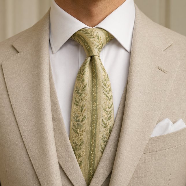 Elegante corbata de lujo botánico de pistacho (Subido por el creador)