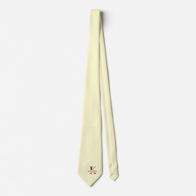 Elegante Corbata de Monograma Crema | Burdeos (Anverso)