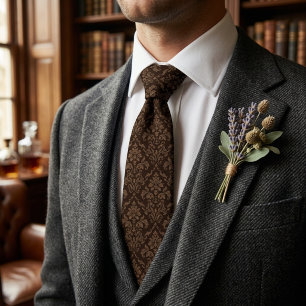 Elegante corbata marrón damasco clásico caballero