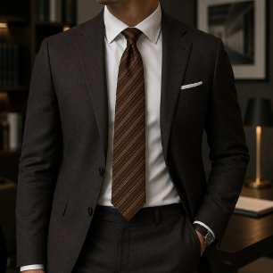 Elegante corbata marrón oscuro con rayas diagonale
