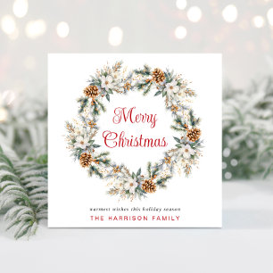 Elegante Corona Acuarela Feliz Navidad