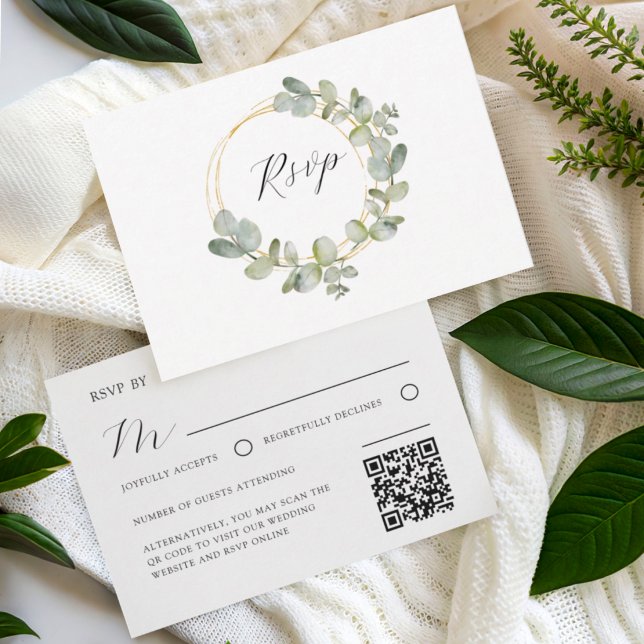Elegante Corona de Eucalipto para Boda RSVP (Subido por el creador)