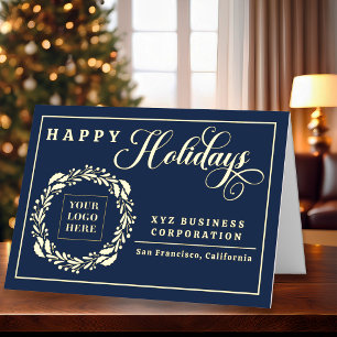Elegante Corona de Logotipo Felices Fiestas Empres