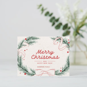 Elegante Corona de Navidad de Acebo con Apellido