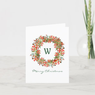 Elegante Corona de Navidad en Acuarela Verde Rojo
