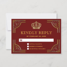 Elegante Corona Dorada Ornata Boda RSVP