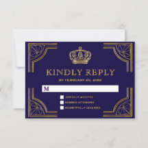 Elegante Corona Ornata Azul Oro RSVP