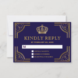 Elegante Corona Ornata Azul Oro RSVP
