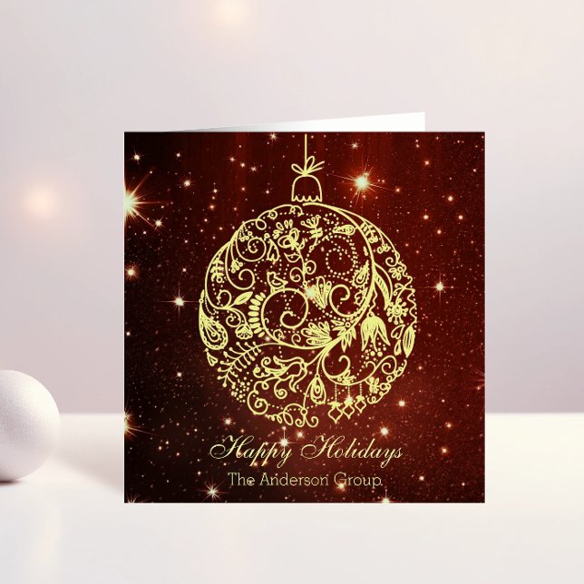 Elegante Corporate Happy Holidays Gold Ornament (Subido por el creador)