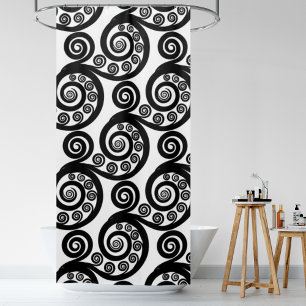 Elegante Cortina de ducha de barandilla blanca y n