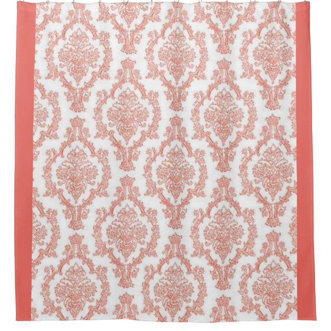 Elegante Cortina de ducha de damasco rosa (Anverso)