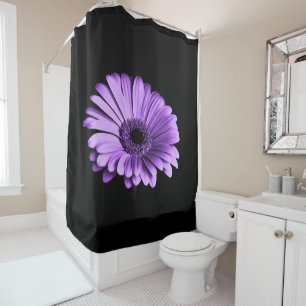 Elegante cortina de ducha de flores púrpura