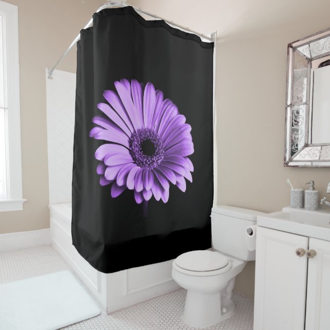 Elegante cortina de ducha de flores púrpura (In situ)