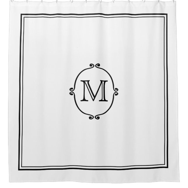 Elegante cortina de ducha monograma Personalizado (Anverso)