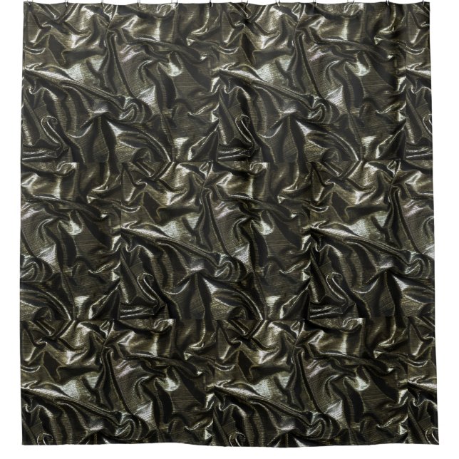 Elegante cortina de ducha satinado negro (Anverso)